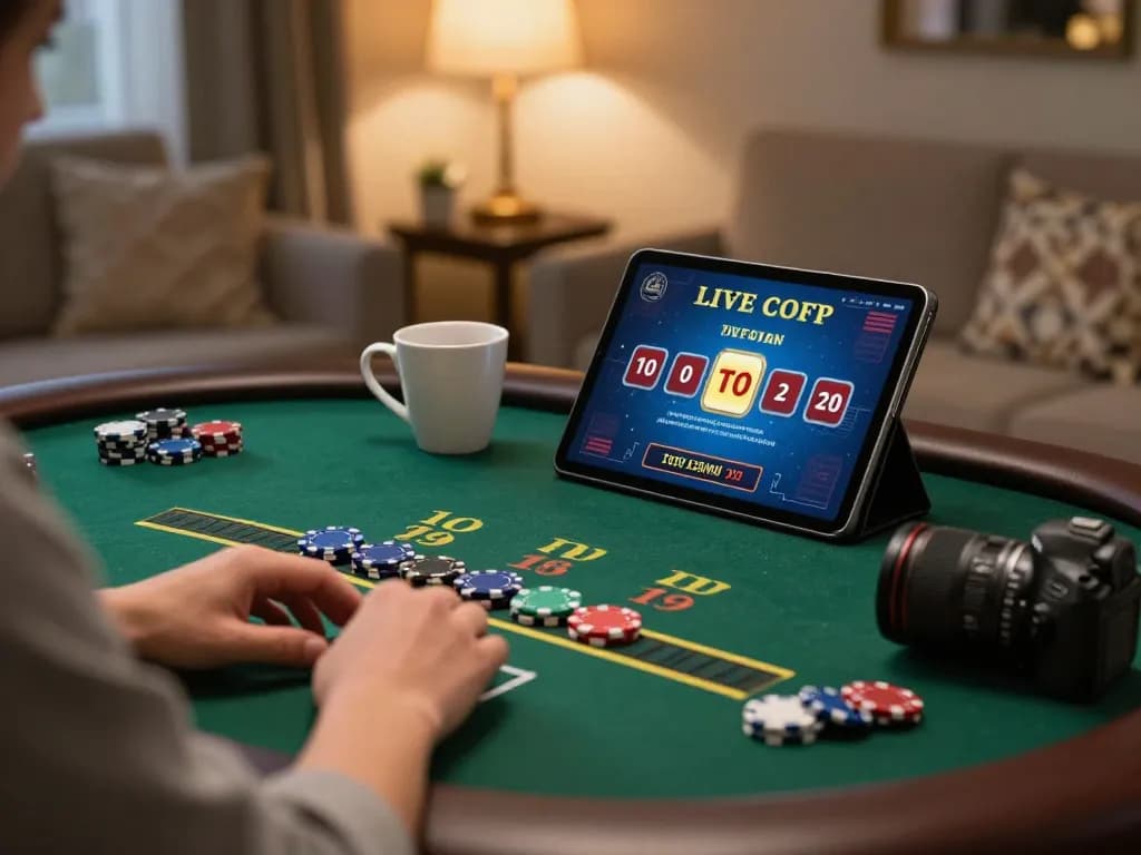 Player enjoying open 88 casino app on tablet at home, strategy in focus.