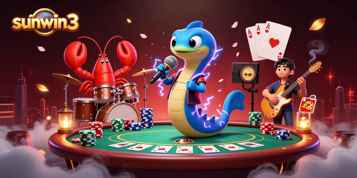 Experience excitement with sunwin3 at an underwater casino featuring a DJ eel, lobster drummer, and seahorse guitarist.