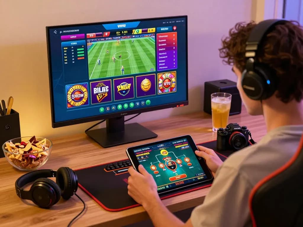 Player enjoying au88’s live casino gaming experience with colorful graphics and engaging atmosphere.
