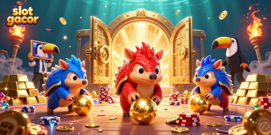 Menemukan slot gacor dengan pangolin berwarna-warni yang menggelinding bola emas di kasino virtual.