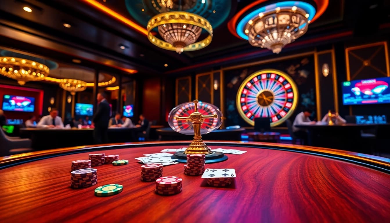 High-stakes casino scene showcasing vibrant online promotions including super59 link alternatif benefits for new members.