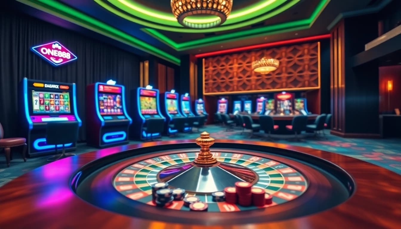 Experience luxury and excitement at the casino with the one88 app featuring vibrant games and betting stations.