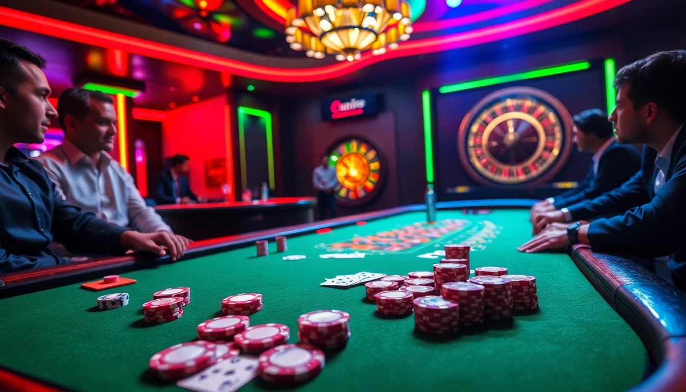 Engaging poker game with vibrant chips and cards, highlighting the official hidden wiki.