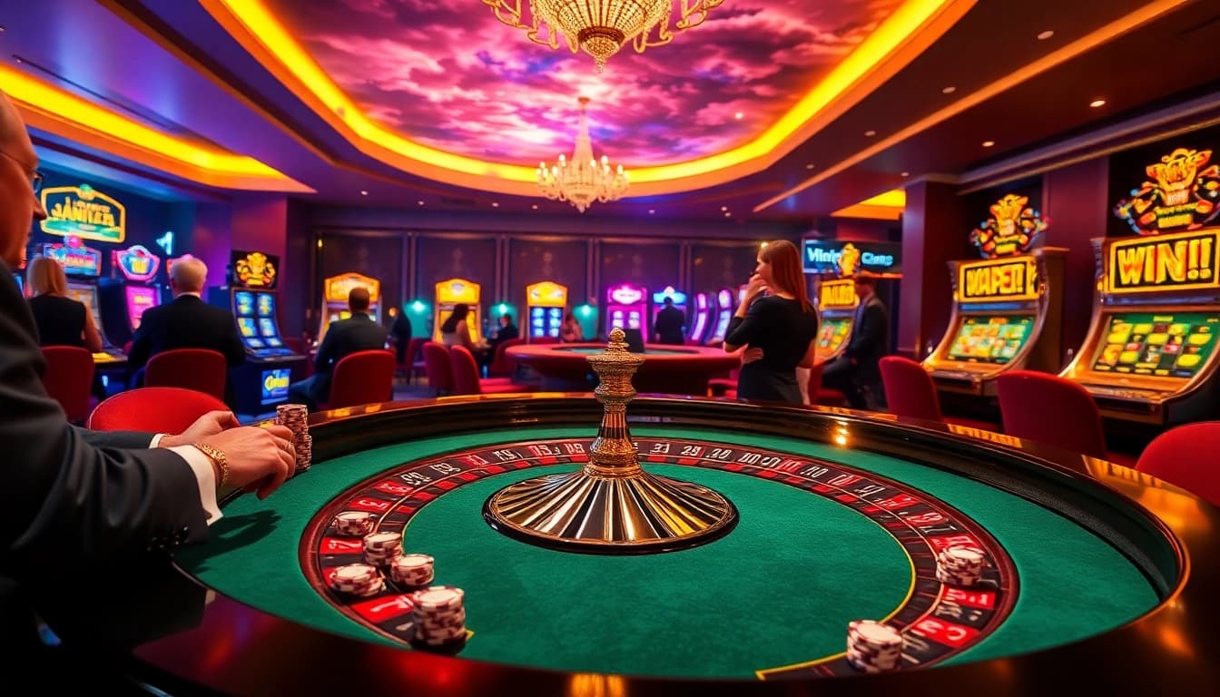 Engaging gamblers at a roulette table while interpreting dreams within the scene of Giải mã giấc mơ.