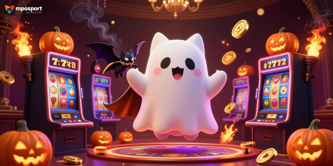 Experience mposport link alternatif with vibrant casino excitement featuring a ghost cat and vampire bat.