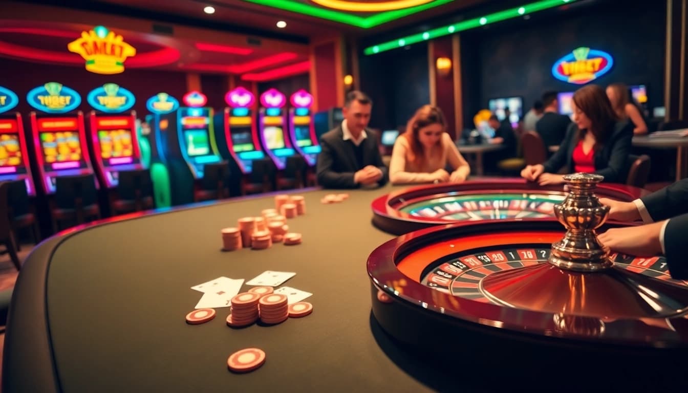 i9bet poker table featuring colorful chips and cards, creating an exciting gambling atmosphere