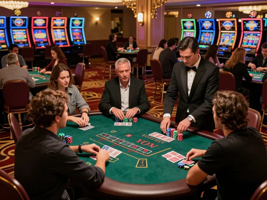 CM88 players engaged at a live blackjack table, featuring dynamic gameplay and vibrant casino atmosphere.