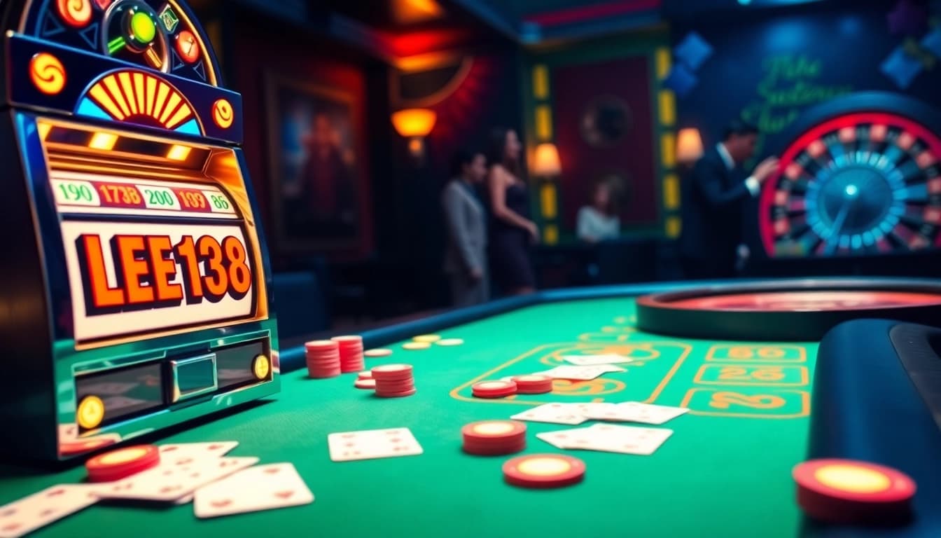 Engaging scene of LEGO138 slot machine amidst luxury casino elements, capturing excitement and winning potential.