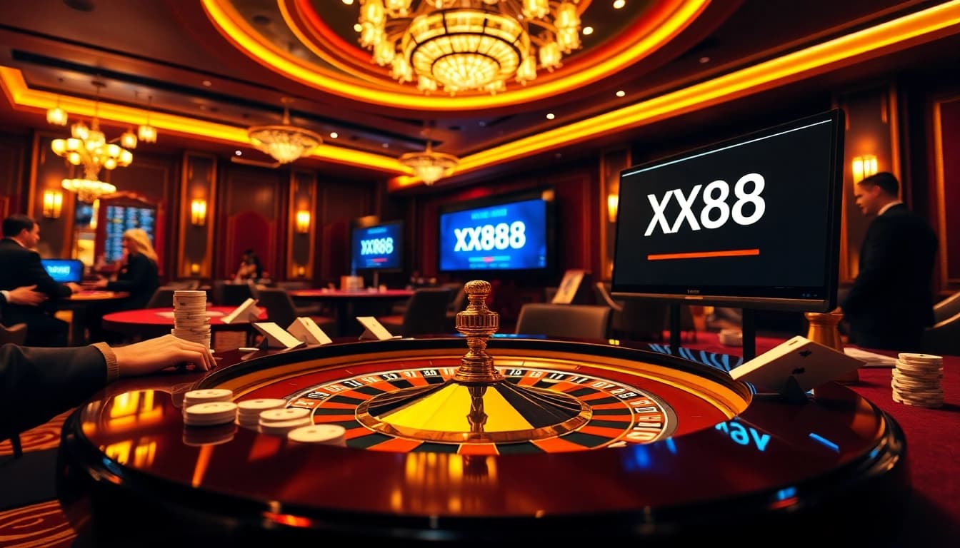 Experience the thrill of online gambling at https://xx88.us/ with live gameplay at a luxurious casino table.