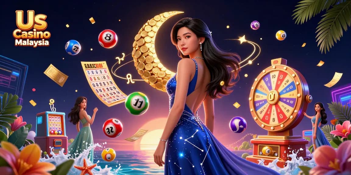 Engage in exciting gameplay at Us Casino Malaysia, featuring vibrant lottery elements and a captivating casino atmosphere.