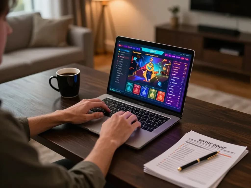 ho88 player engaging in online casino gaming with a stylish setup and vibrant interface.
