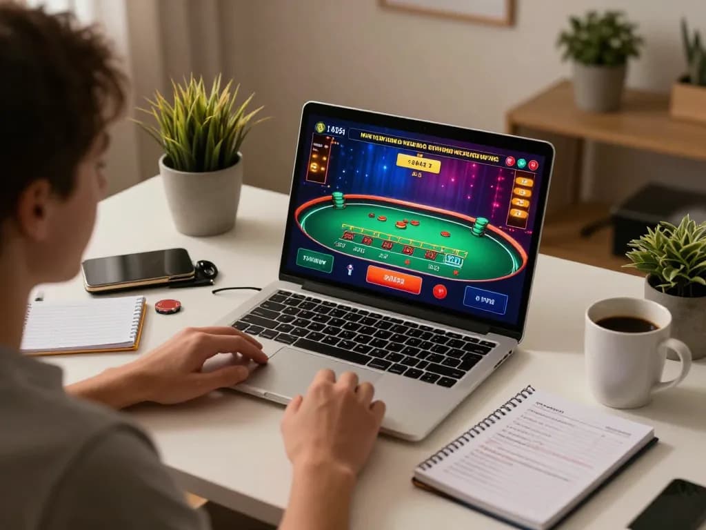 Engaging online blackjack action at https://lv88cha.com/ with a player analyzing strategy notes and interacting with a live dealer