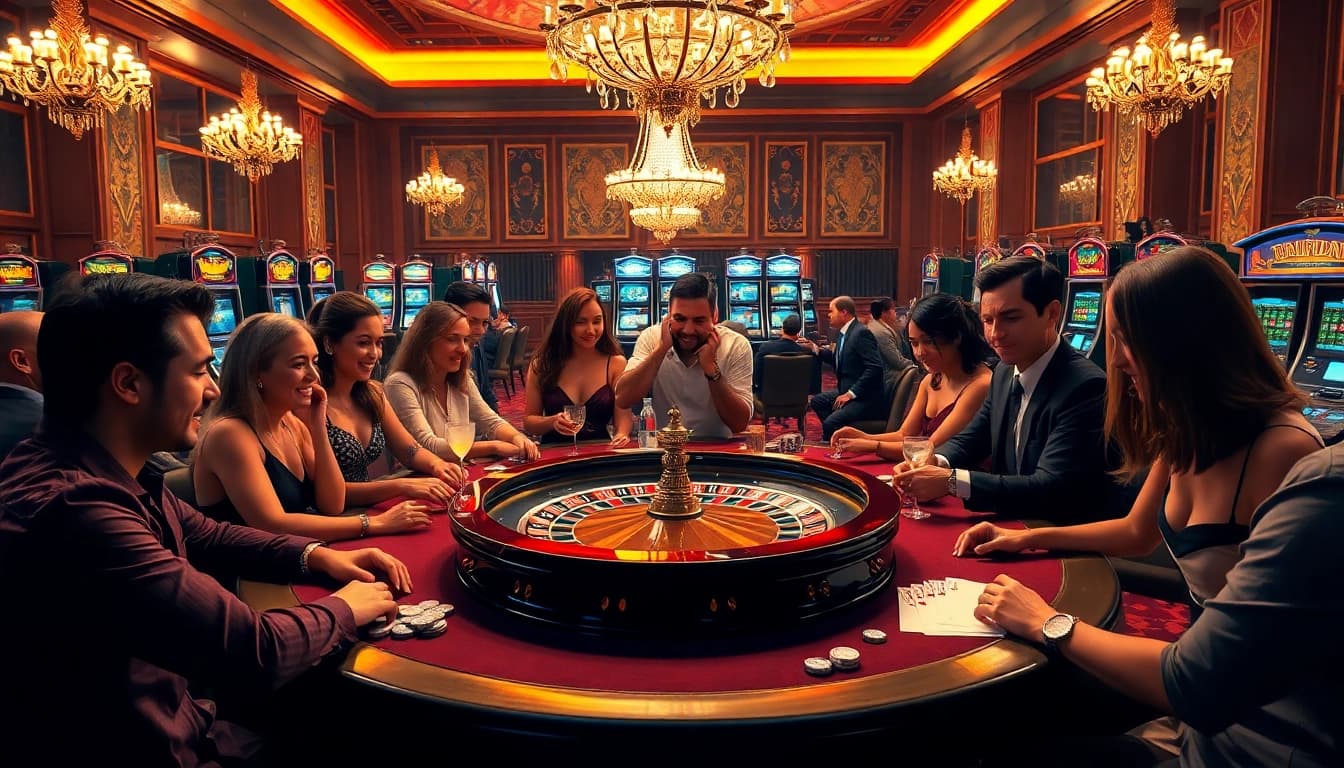 Experience intense gameplay at the hb88 roulette table amidst a luxurious casino atmosphere.