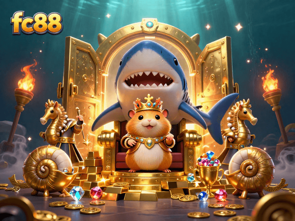 Thiết kế 3D hoàng gia cho fc88 với vua chuột vàng trong vinh quang dưới biển
