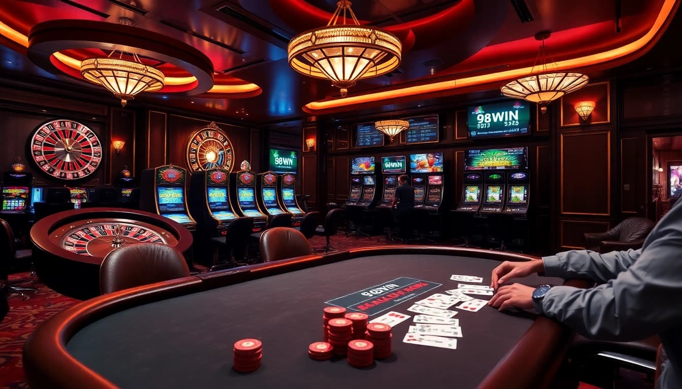 A vibrant poker game showcasing excitement and strategy at the 98win trang chủ casino.