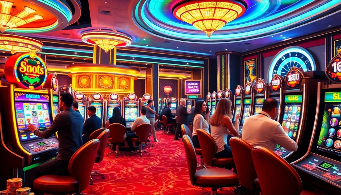 Rasakan sensasi slot gacor hari ini dengan adegan kasino yang vibrant dan pemain yang menang.