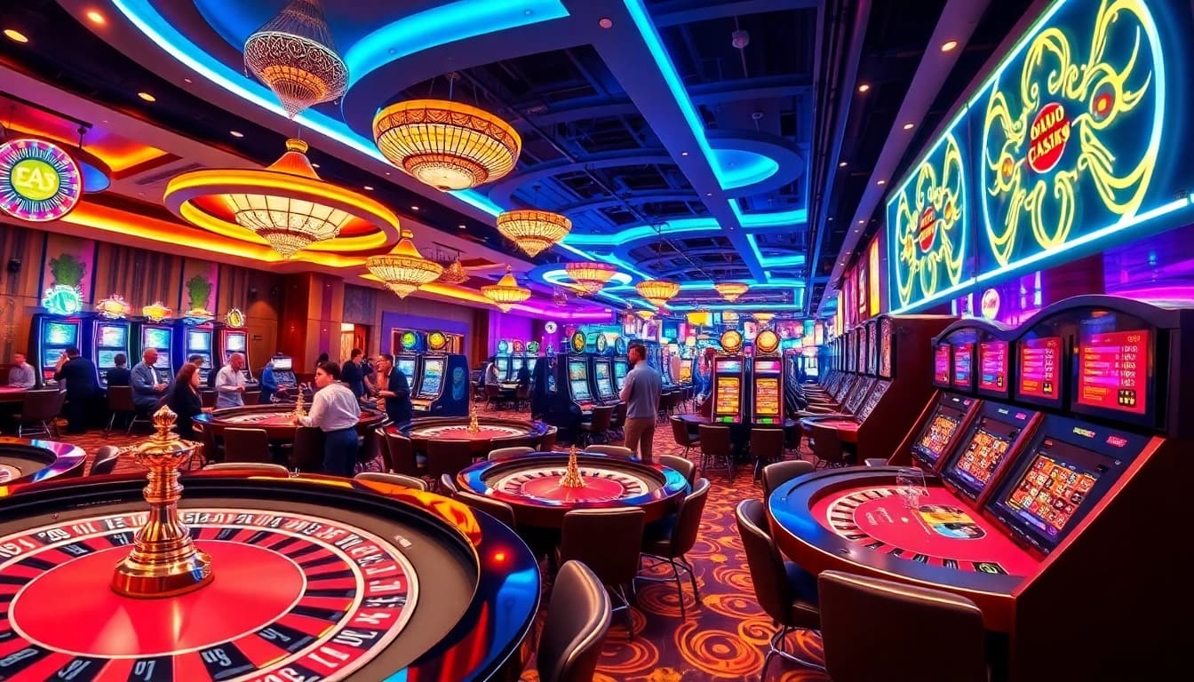 Experience excitement at top casinos with vibrant gaming scenes filled with players.