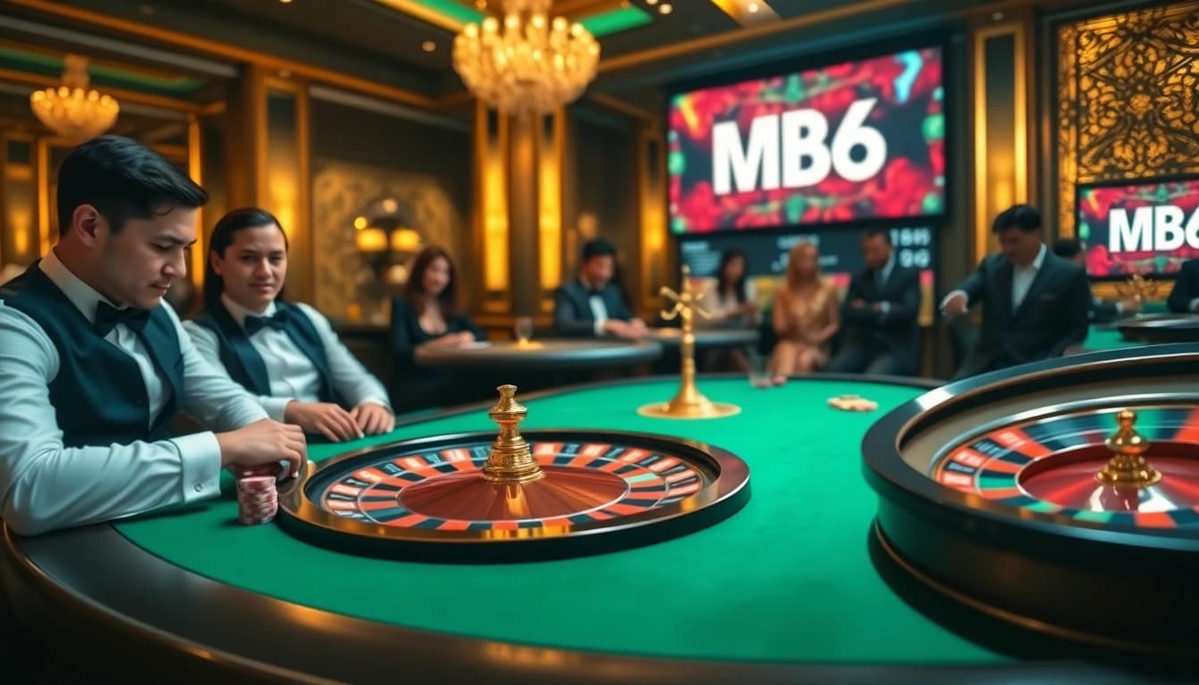 Players engaged at a poker table showcasing MB66's thrilling gambling experience.