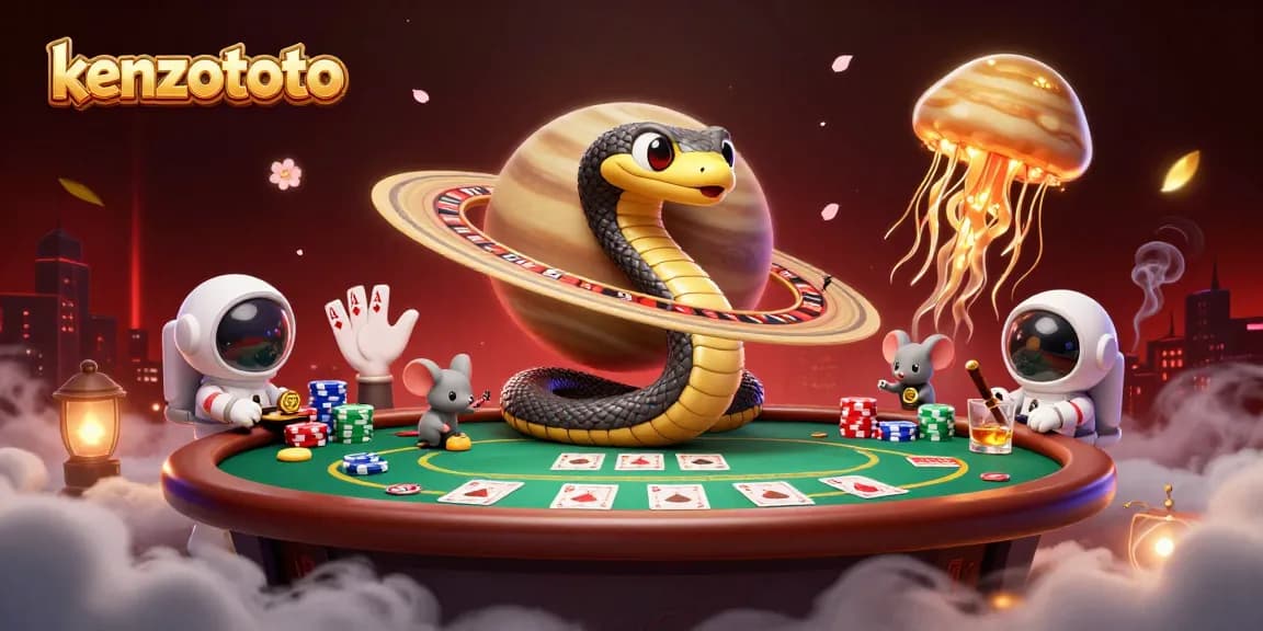 Experience the excitement of kenzototo with vibrant illustrations of cosmic gambling adventures.