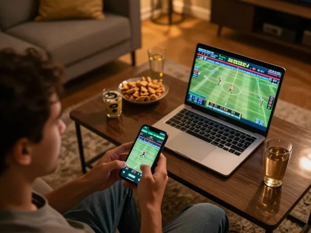 Placing bets online using smartphone for đăng nhập goal123 sports betting experience during live game.