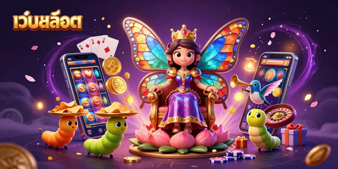 Experience thrilling gaming with เว็บสล็อต as a colorful 3D cartoon scene unfolds with vibrant casino motifs.