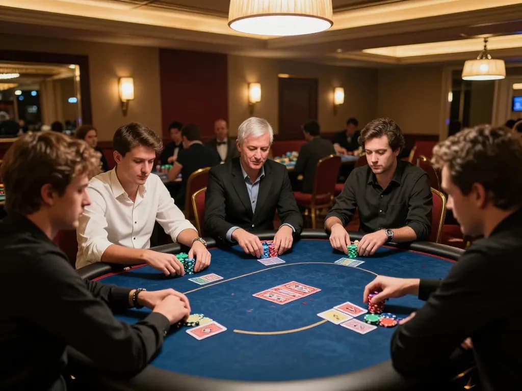 rikvip online poker players engaging in intense gameplay at a luxurious casino table