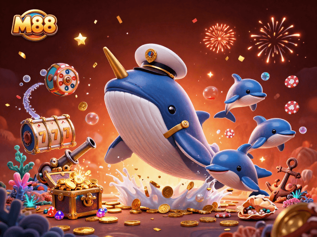 Catch the excitement of M88 casino gaming with playful 3D characters and vibrant action!