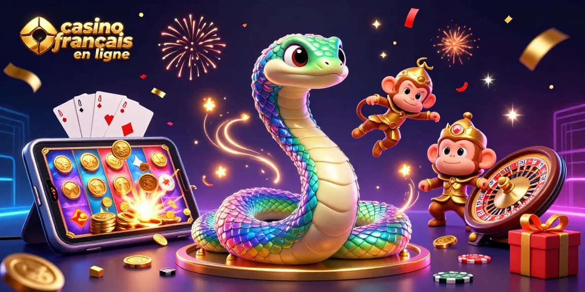 Vivez l'excitation au casino francais en ligne avec une illustration 3D dynamique remplie d'éléments de jeu riches.