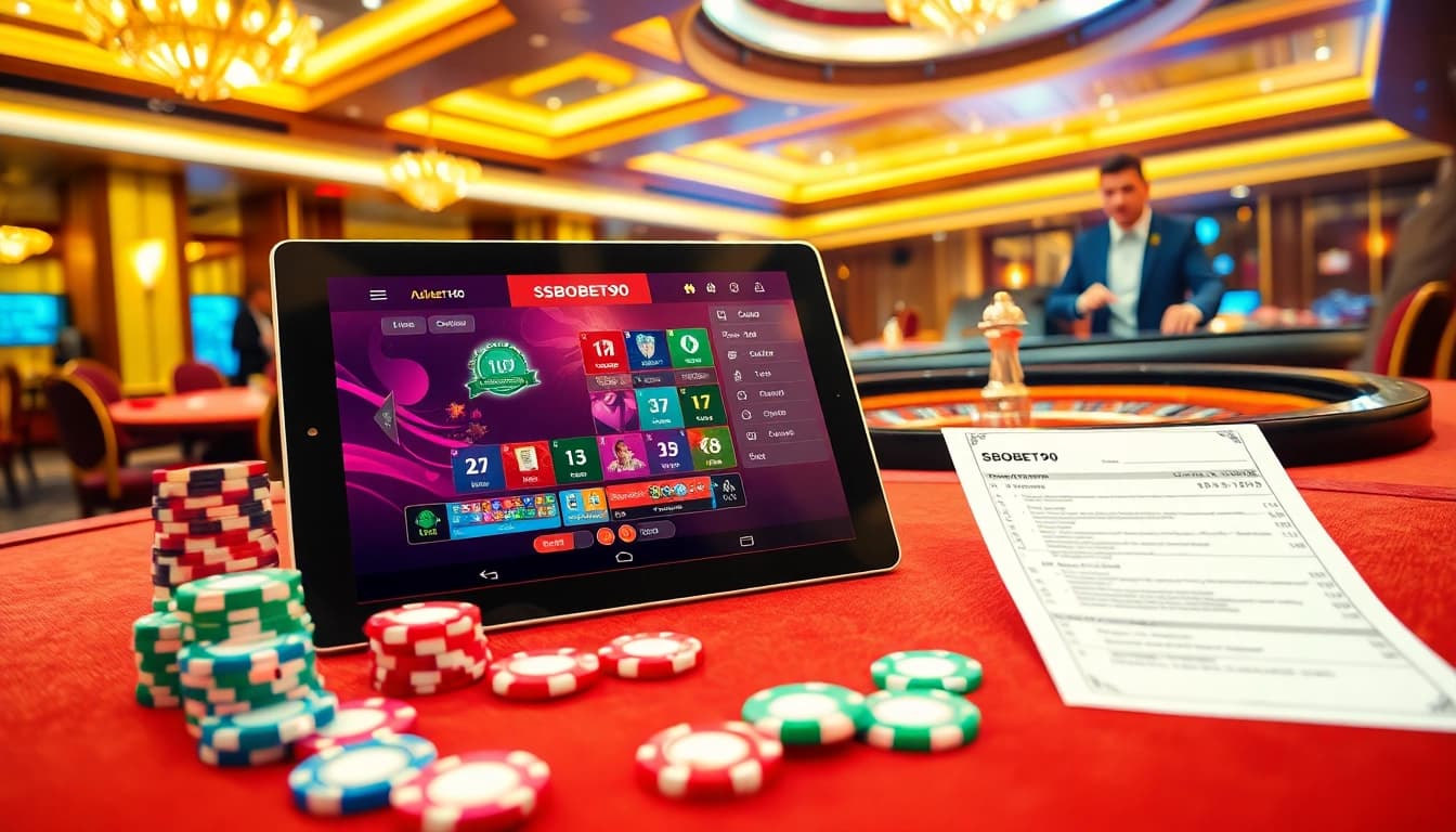 Experience the excitement of SBOBET90 through engaging online betting at a luxurious casino setup.