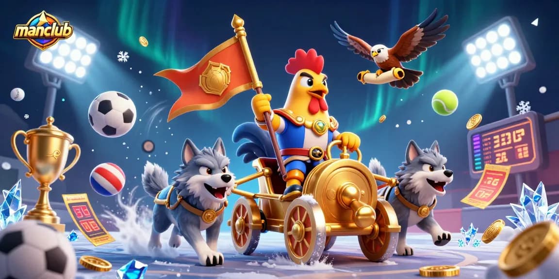 Experience the excitement of winning at manclub with dynamic sports betting action, featuring a rooster warlord.