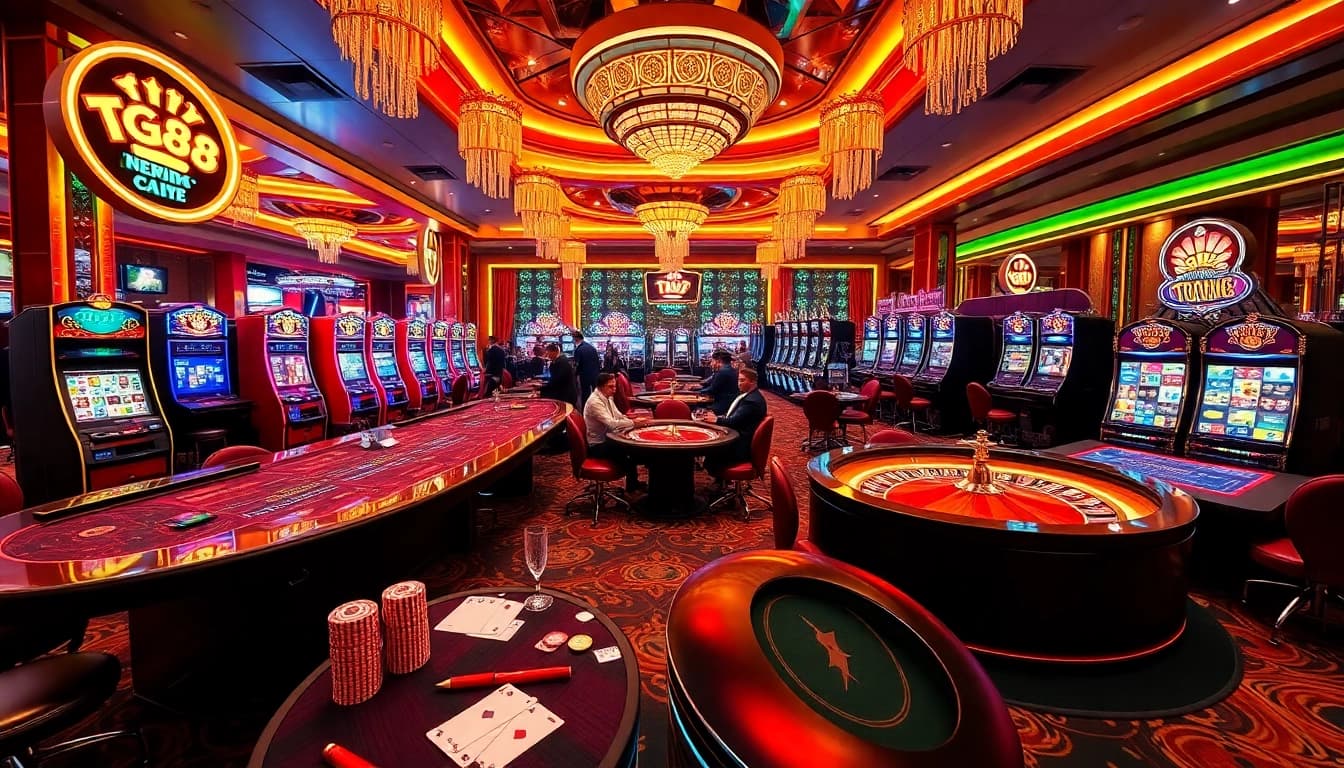 Experience the thrill of gaming at TG88 with vibrant roulette wheels and poker games.