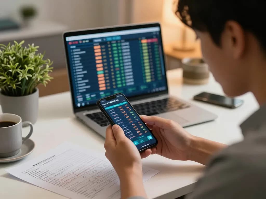 Engaging online betting session shows kèo nhà cái hôm nay displayed on smartphone, highlighting strategic focus and warm home atmosphere