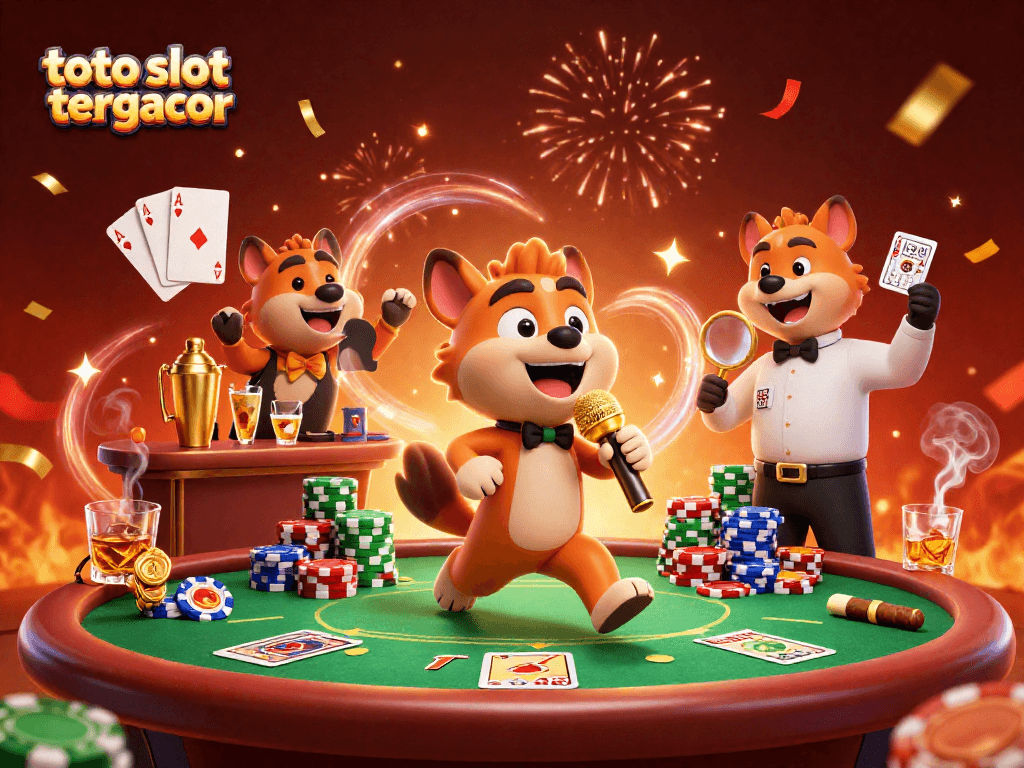Experience the thrill of toto slot tergacor in this lively casino scene with hyena characters.