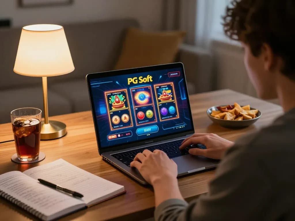 Permainan menarik dari slot Demo PG Soft di laptop di rumah, menampilkan pengalaman bermain yang menyenangkan.
