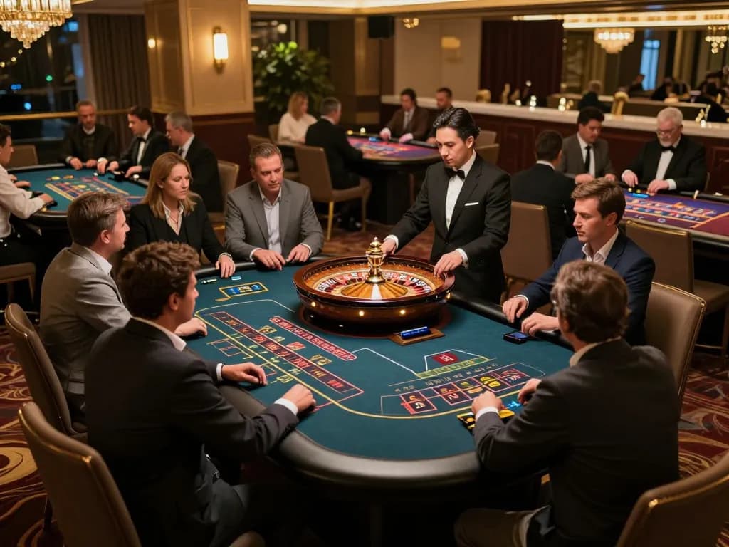Players engaging in games at FC88's luxurious live casino environment featuring roulette.