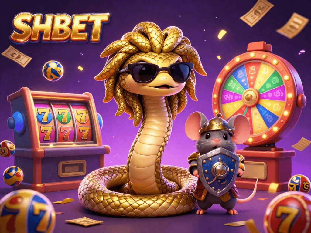 Experience the thrilling world of SHBET with Medusa and exciting casino elements in a vibrant scene.