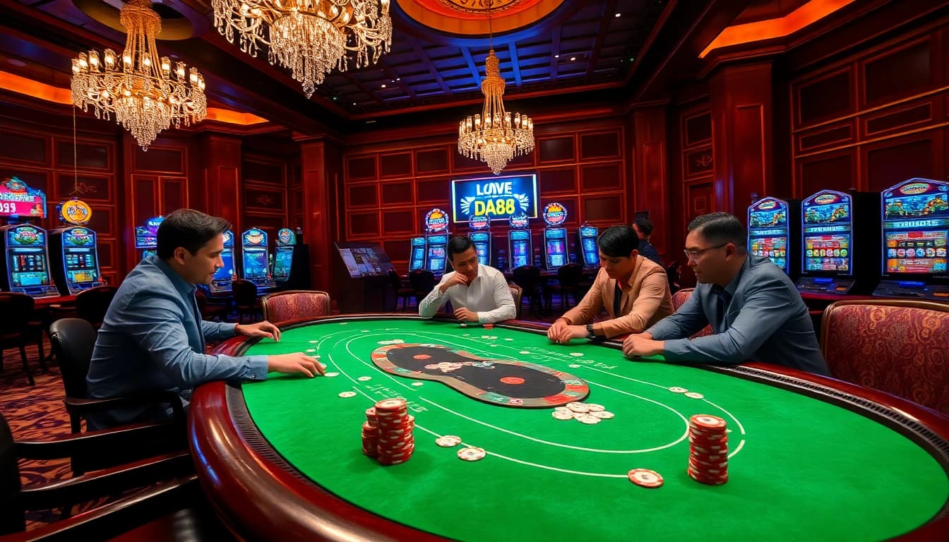 Elevate your gambling experience with DA88 poker chips at a high-stakes casino table.