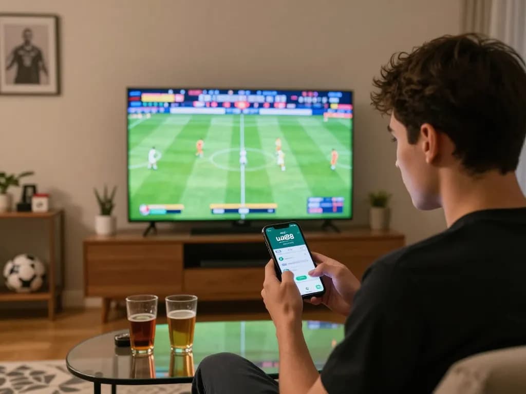 Engaging in live sports betting on the uu88 app during a thrilling game.