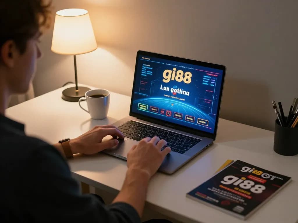 Person enjoying a live dealer game on gi88 casino at a cozy home setup
