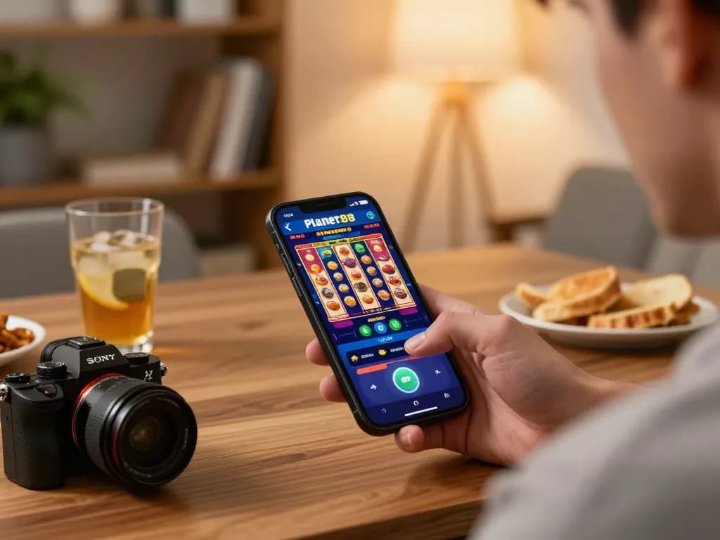 Experience thrilling gameplay with Planet88 on a smartphone, set in a cozy home atmosphere.
