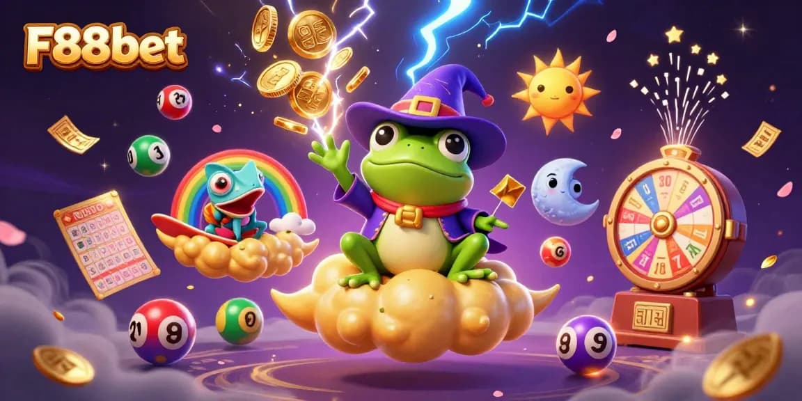 Experience the vibrant realm of F88bet as golden coins rain down, featuring enchanted characters in an exhilarating gambling theme.