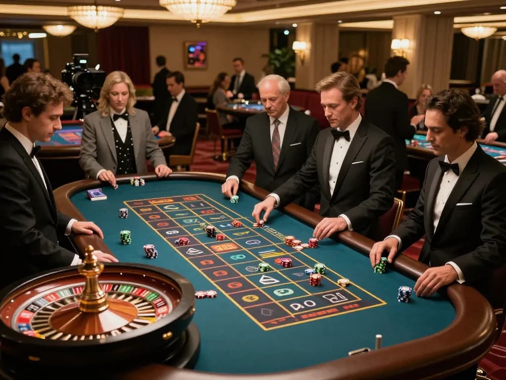 Pemain menikmati permainan roulette yang mendebarkan di kasino AIR123, menunjukkan kegembiraan dan suasana elegan.