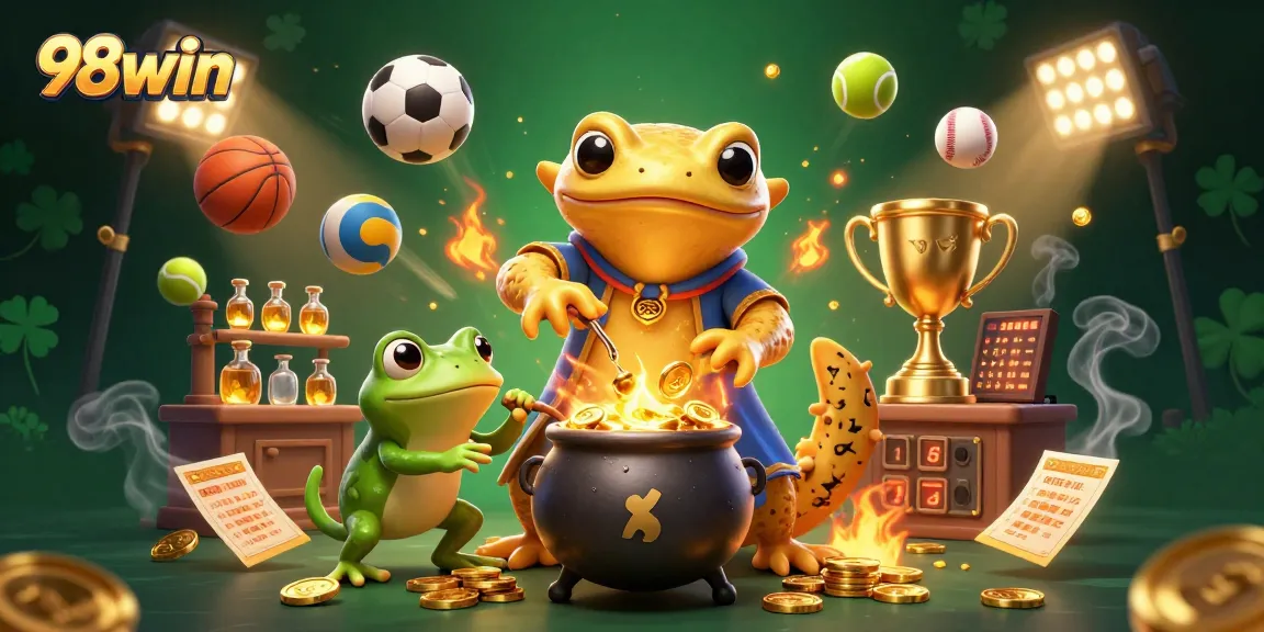 Experience excitement with 98win in this dynamic illustration of sports betting and gaming adventure.