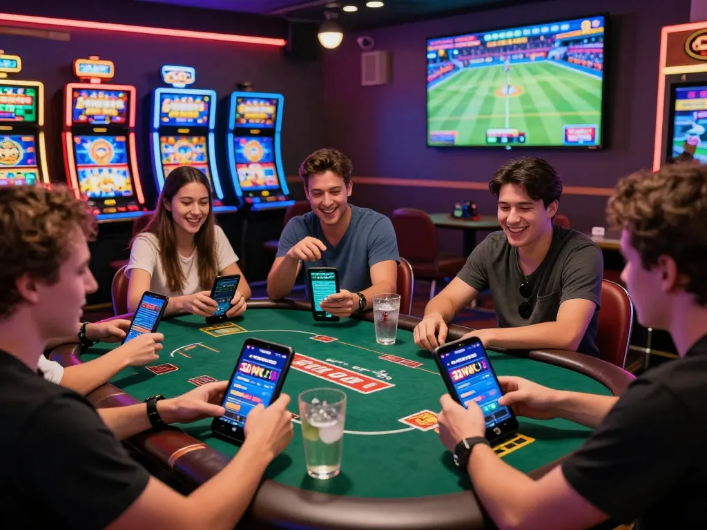 Exciting group of players enjoying online gambling at 32win.com