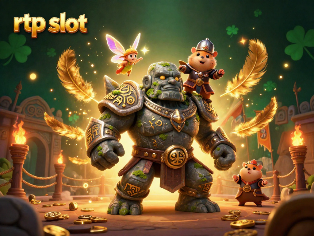 Engaging 3D illustration showcasing rtp slot elements with animated characters in a vibrant casino setting.