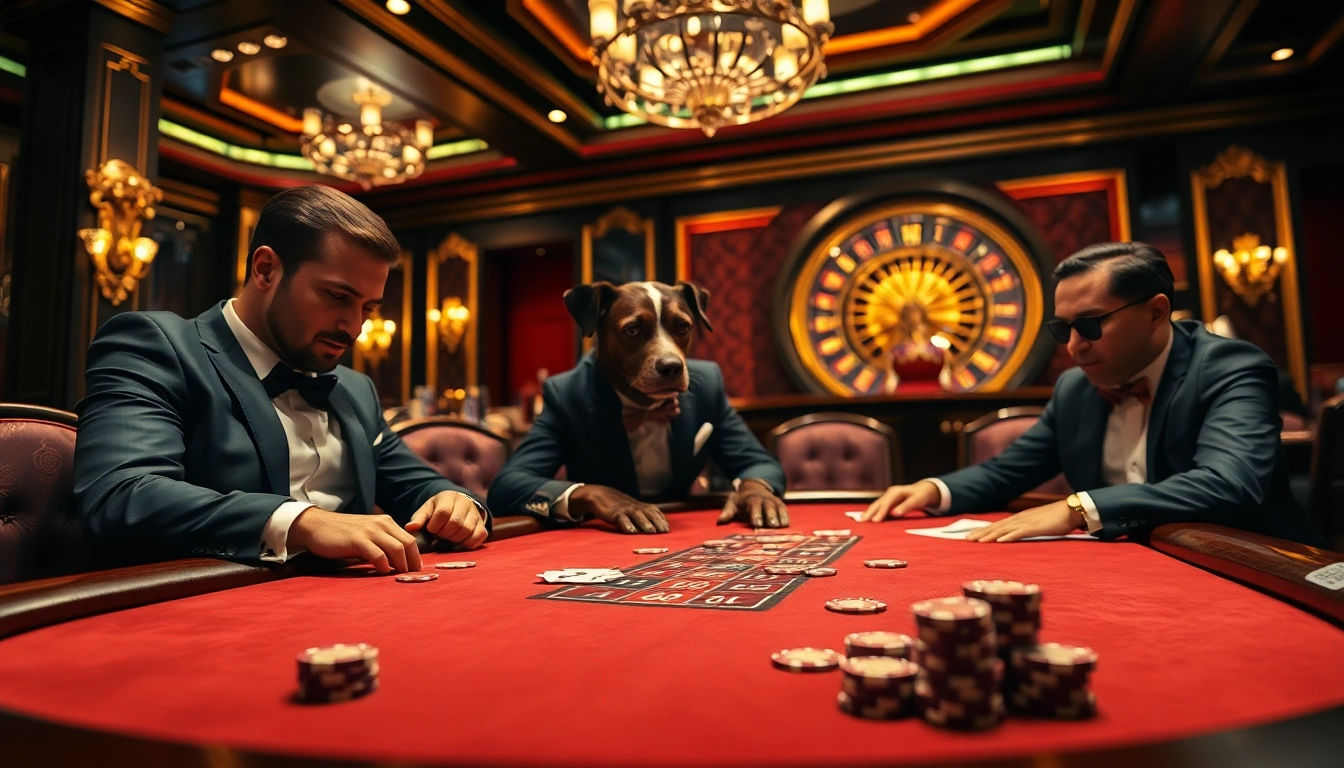 K9 K9 players engaging in poker game with vibrant chips and cards.