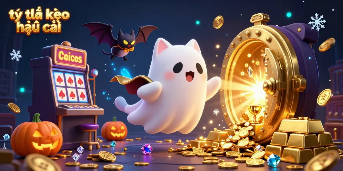 Catch the thrilling action of tỷ lệ kèo nhà cái in this vibrant haunted casino scene filled with gold and gems.