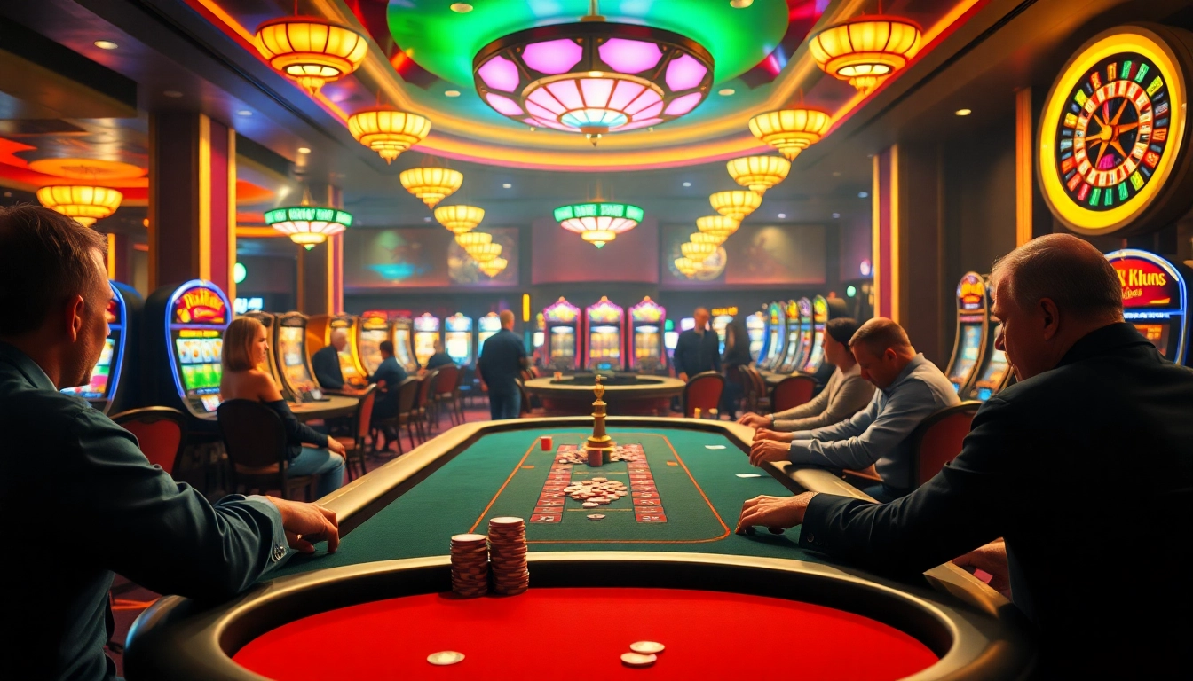 Experience the thrill of Diwa777 with dynamic casino gaming atmosphere featuring excited players.
