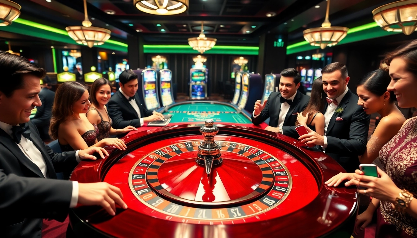 rr88 gamblers playing roulette with vibrant atmosphere and luxurious details
