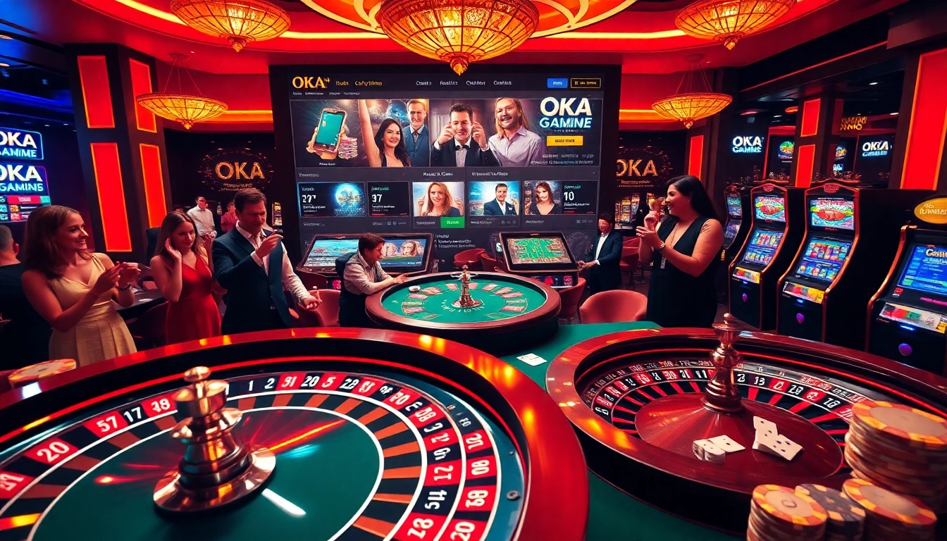 Engaged players enjoying a luxury casino experience with OKATM betting options.